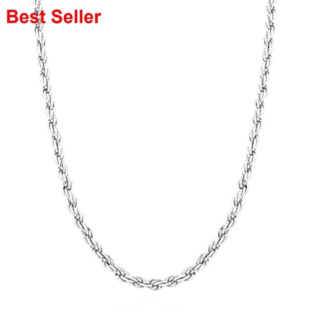 925 Sterling Silver Diamond-Cut Braided Rope Chain Necklace